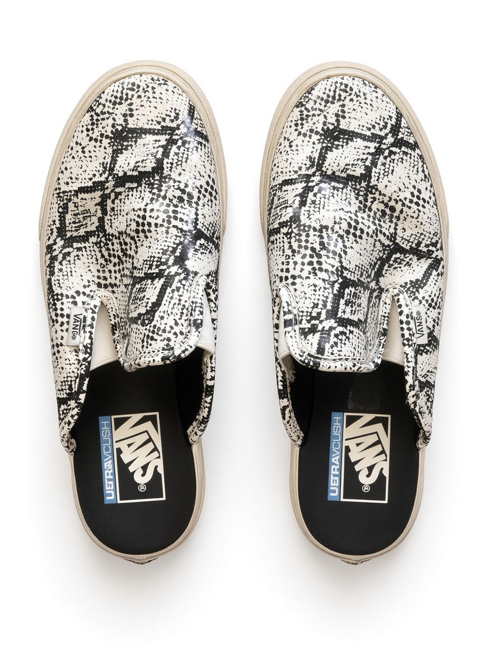Vans Slip-On Loafers in Black & Cream Snake Pattern